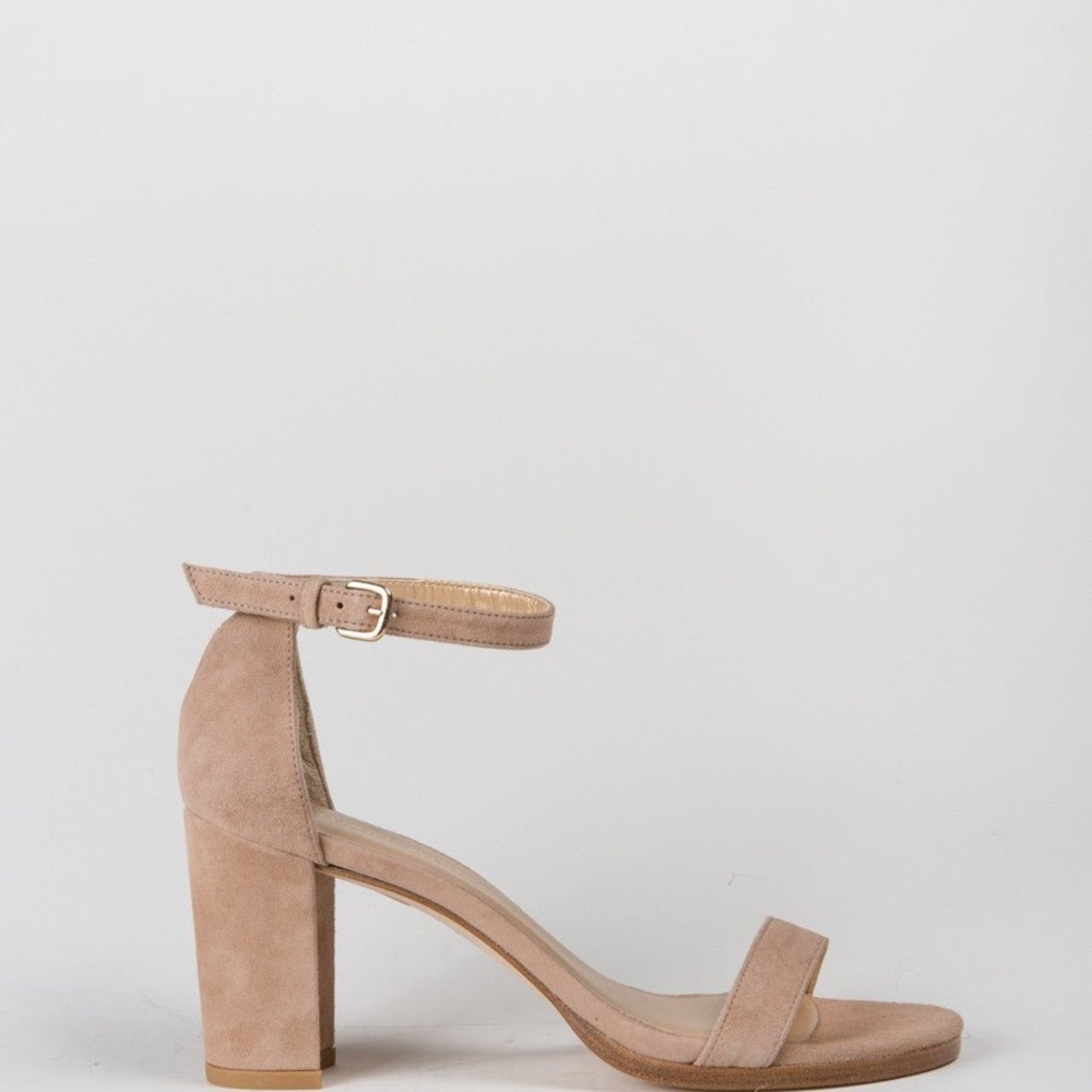 Stuart Weitzman Nearlynude Block Heel Suede Sandals